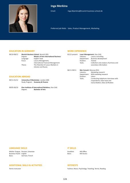 Graduate Profiles 2012 - Munich Business School