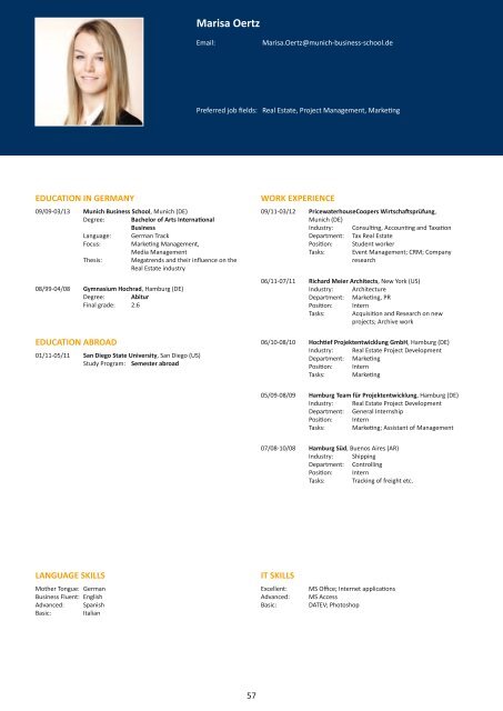 Graduate Profiles 2012 - Munich Business School