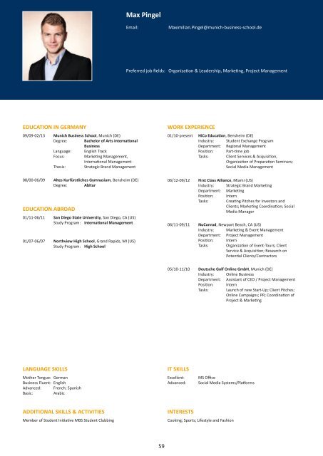Graduate Profiles 2012 - Munich Business School