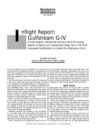 nflight Report: Gulfstream G-IV