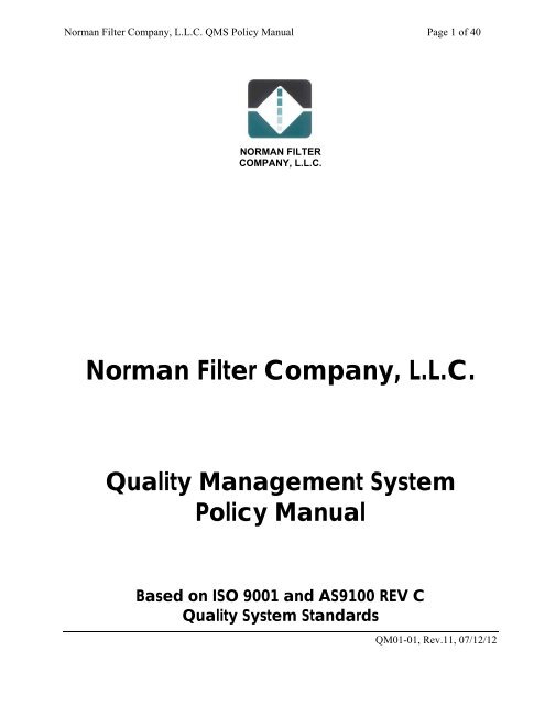Quality Manual REV 11.pdf - Norman Filter Company