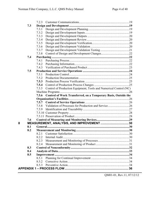 Quality Manual REV 11.pdf - Norman Filter Company