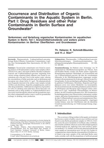 Occurrence and Distribution of Organic Contaminants in the Aquatic ...