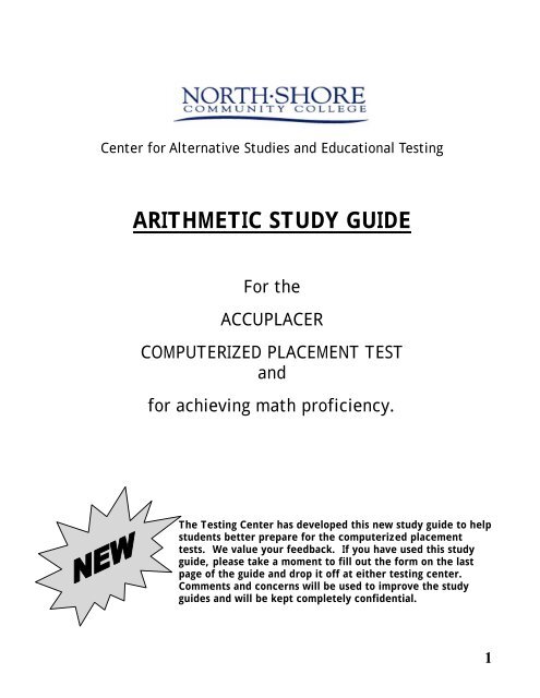 ARITHMETIC STUDY GUIDE - North Shore Community College