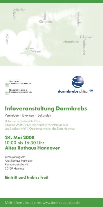 Infoveranstaltung Darmkrebs - Niedersächsische Krebsgesellschaft eV