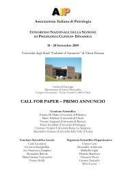 CALL FOR PAPER – PRIMO ANNUNCIO - Ordine Psicologi Abruzzo