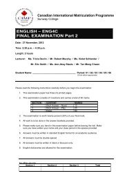 ENGLISH â ENG4C FINAL EXAMINATION Part 2 - Sunway College