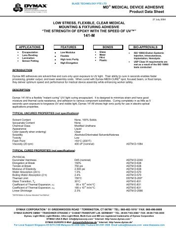 MD MEDICAL DEVICE ADHESIVE Product Data Sheet - Blaze ...