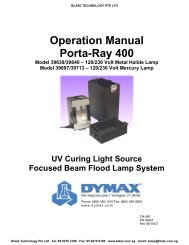 Operation Manual Porta-Ray 400 - UV Adhesives