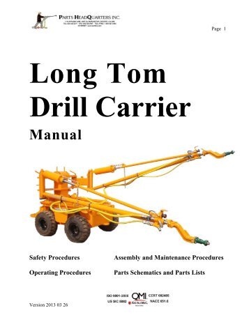 Long Tom Jumbo Manual PDF (9.6Mb) - Parts HeadQuarters Inc