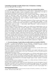 Counseling nei gruppi: tecniche di intervento e formazione ... - Prepos