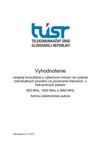 Vyhodnotenie - Telekomunikačný úrad SR