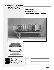 BP-21 Operation Manual - Berridge Manufacturing Co.