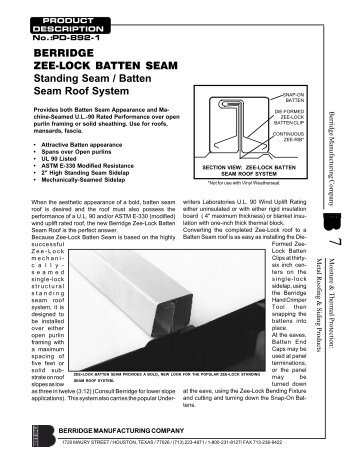Zee-Lock with Snap-On Square Batten - Berridge Manufacturing Co.