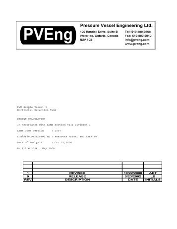 PVE Sample Vessel 3 Horizontal Retention Tank DESIGN ... - PVEng