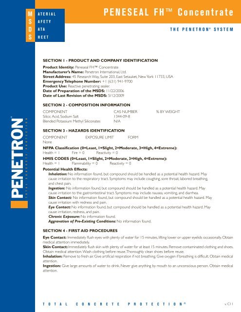 MSDS - Penetron