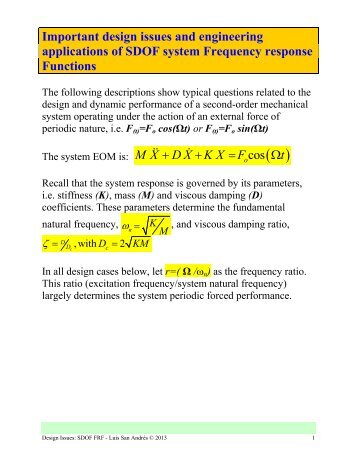 Uses of the FRF on the design of mechanical systems