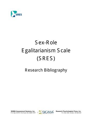 Sex-Role Egalitarianism Scale - Sigma Assessment Systems, Inc.