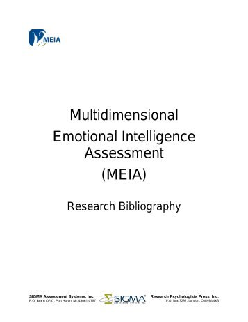 Multidimensional Emotional Intelligence Assessment (MEIA) - Sigma ...