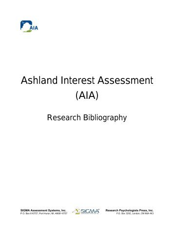 Ashland Interest Assessment (AIA) - Sigma Assessment Systems, Inc.