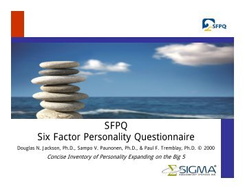 SFPQ Six Factor Personality Questionnaire - Sigma Assessment ...