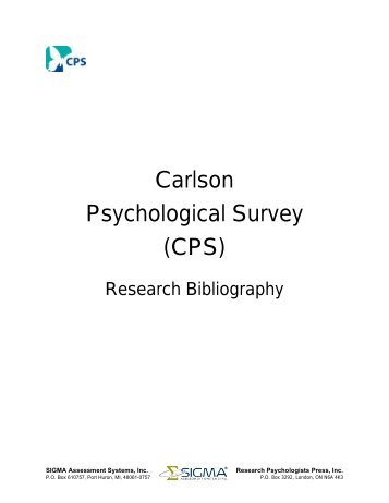 Carlson Psychological Survey - Sigma Assessment Systems, Inc.