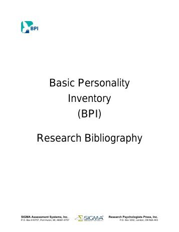 Basic Personality Inventory - Sigma Assessment Systems, Inc.