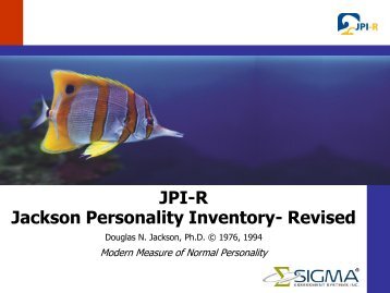 JPI-R Jackson Personality Inventory- Revised - Sigma Assessment ...