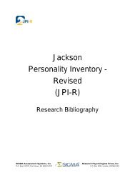 Jackson Personality Inventory – Revised (JPI-R) - Sigma ...