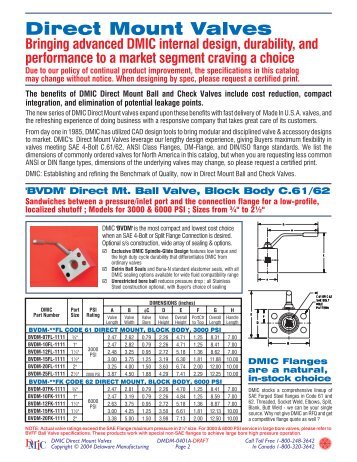 DMIC Direct Mount Valves - Lifco Hydraulics USA