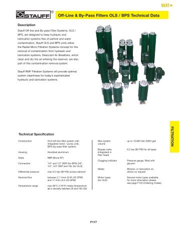 Stauff Hydraulic FiltrationâOff-Line & By-Pass Filters OLS / BPS ...