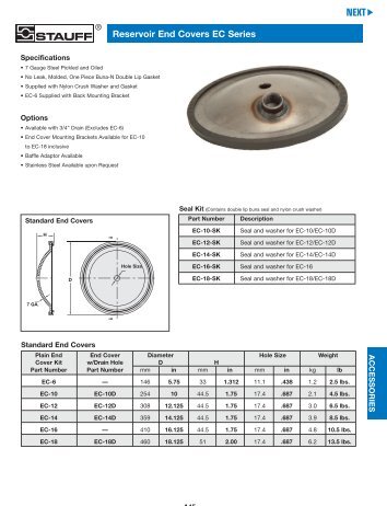 Stauff Hydraulic AccessoriesâReservoir End Covers EC Series