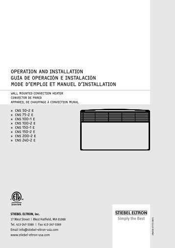 CNS-E Wall-mounted Convection Heater Installation ... - Stiebel Eltron