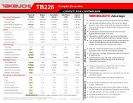 TB228 Product Comparison - Takeuchi U.S.