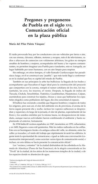 Pregones y pregoneros de Puebla en el siglo XVI. ComunicaciÃ³n ...