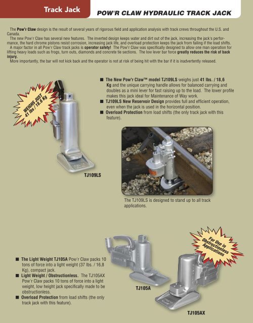 pow'r claw hydraulic track jack WB Equipment Inc.