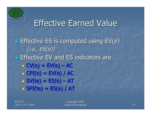 Earned Schedule Training