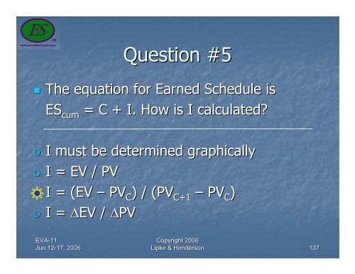 Earned Schedule Training