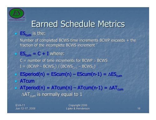 Earned Schedule Training