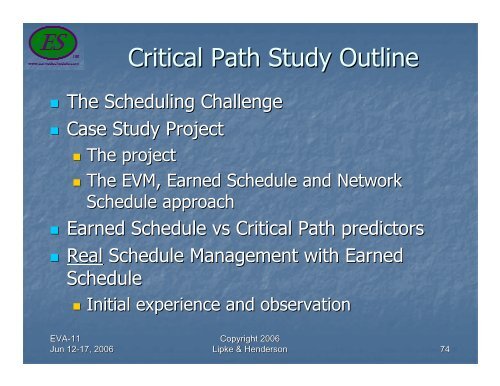 Earned Schedule Training