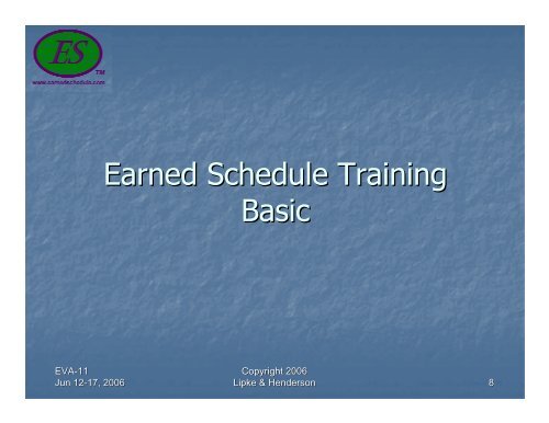 Earned Schedule Training