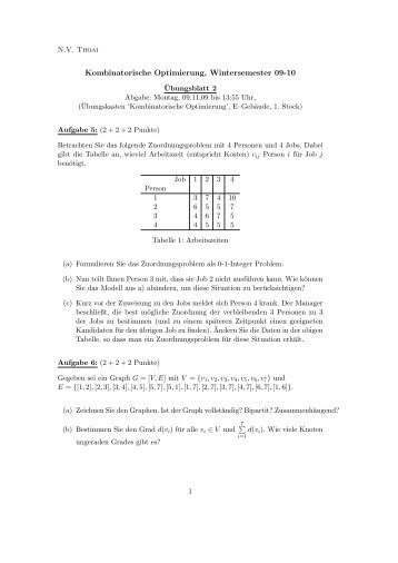 Kombinatorische Optimierung, Wintersemester 09-10 - Mathematik