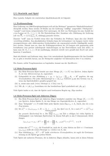 Â§ 1) Statistik und Spiel - Mathematik