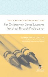 For Children with Down Syndrome Preschool Through Kindergarten