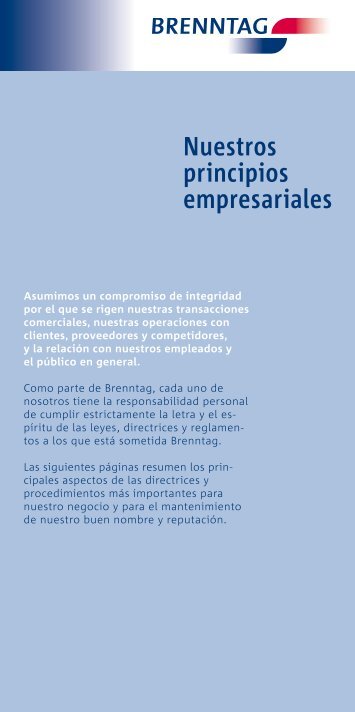 Nuestros principios empresariales - Brenntag