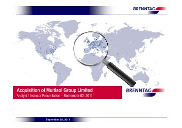 Acquisition of Multisol Group Limited, September 02, 2011 - Brenntag