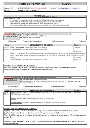 FICHE DE PREPARATION Tangram - Peysseri