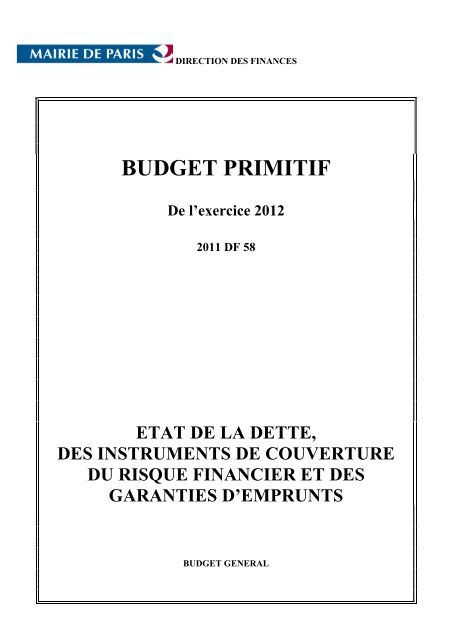 BUDGET PRIMITIF - Ville de Paris