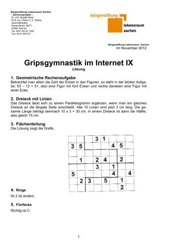 Gripsgymnastik im Internet IX - Seniorenstadt.de