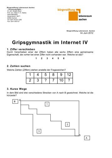 Gripsgymnastik im Internet IV - Die Seniorenstadt im Internet